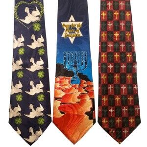 Religious Jewish Ties #104A - Lot of 3 Novelty Neckties Going out of Business